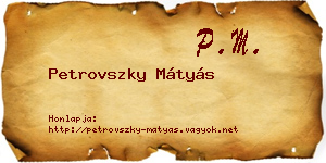 Petrovszky Mátyás névjegykártya