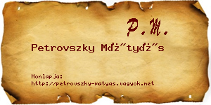 Petrovszky Mátyás névjegykártya